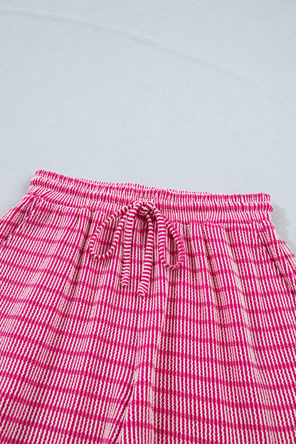 Stripe Corded Knit Tee & Drawstring Short Set