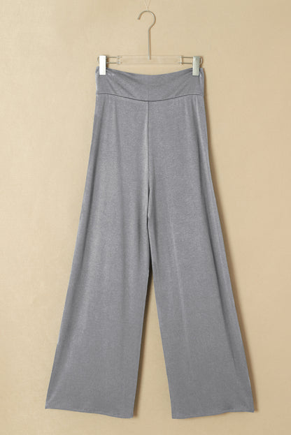 Solid Knotted Drop Waist Split Leg Pants
