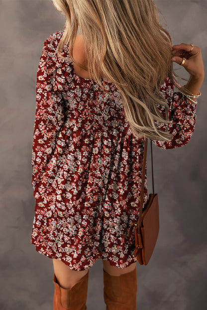 Floral Sweetheart Neck Mini Dress