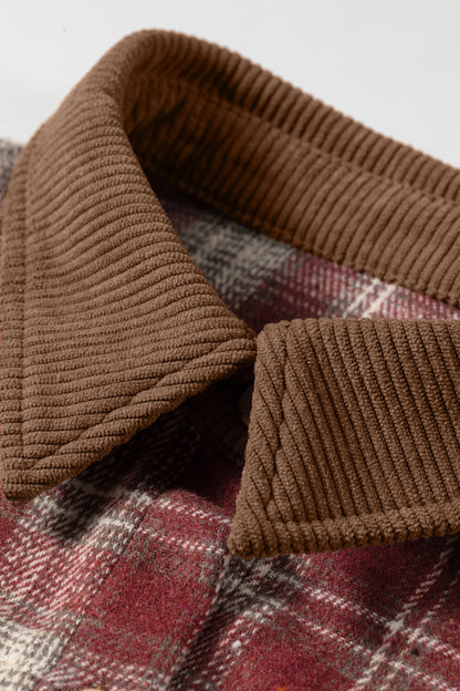 Plaid Contrast Long Sleeve Button Down Shirt