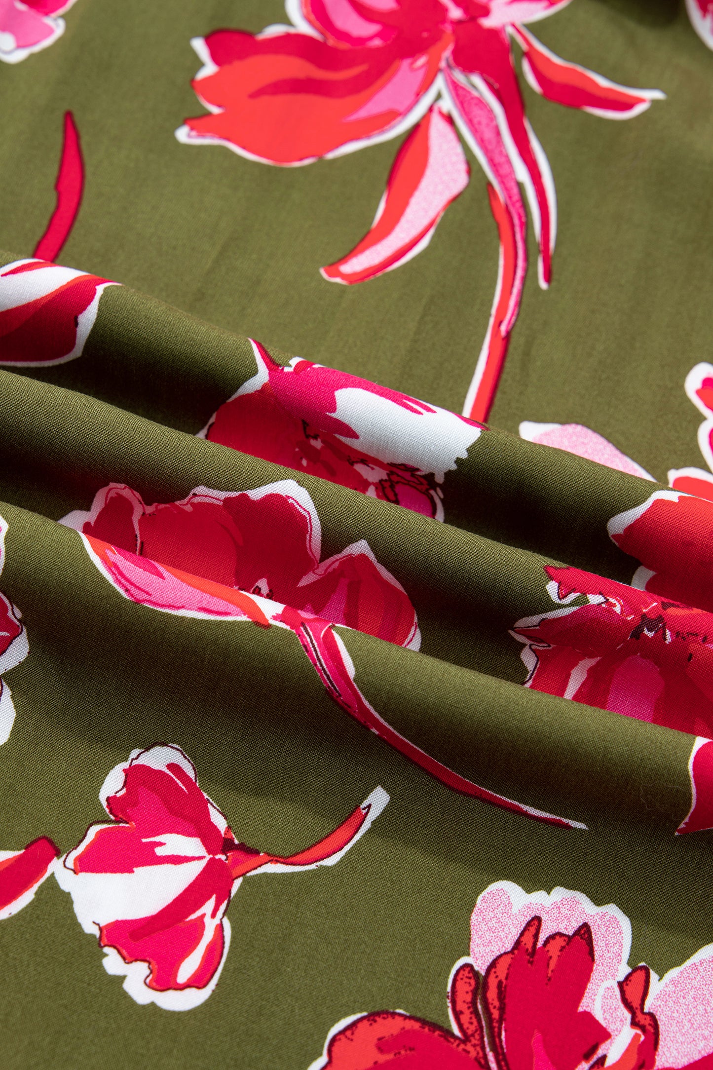 Floral Stripe Trim Short Puff Sleeve Maxi Dress