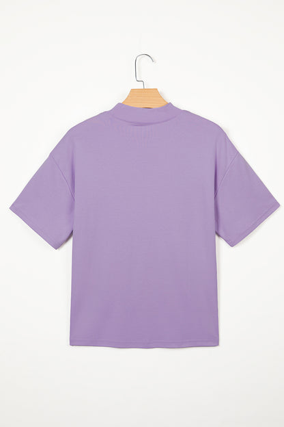 Oversized Solid Color High Neck Tee