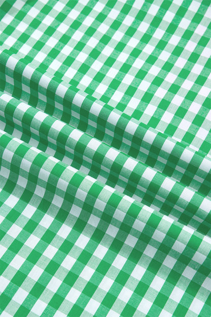 Gingham Colorblock Ruffle Sleeve Midi Dress