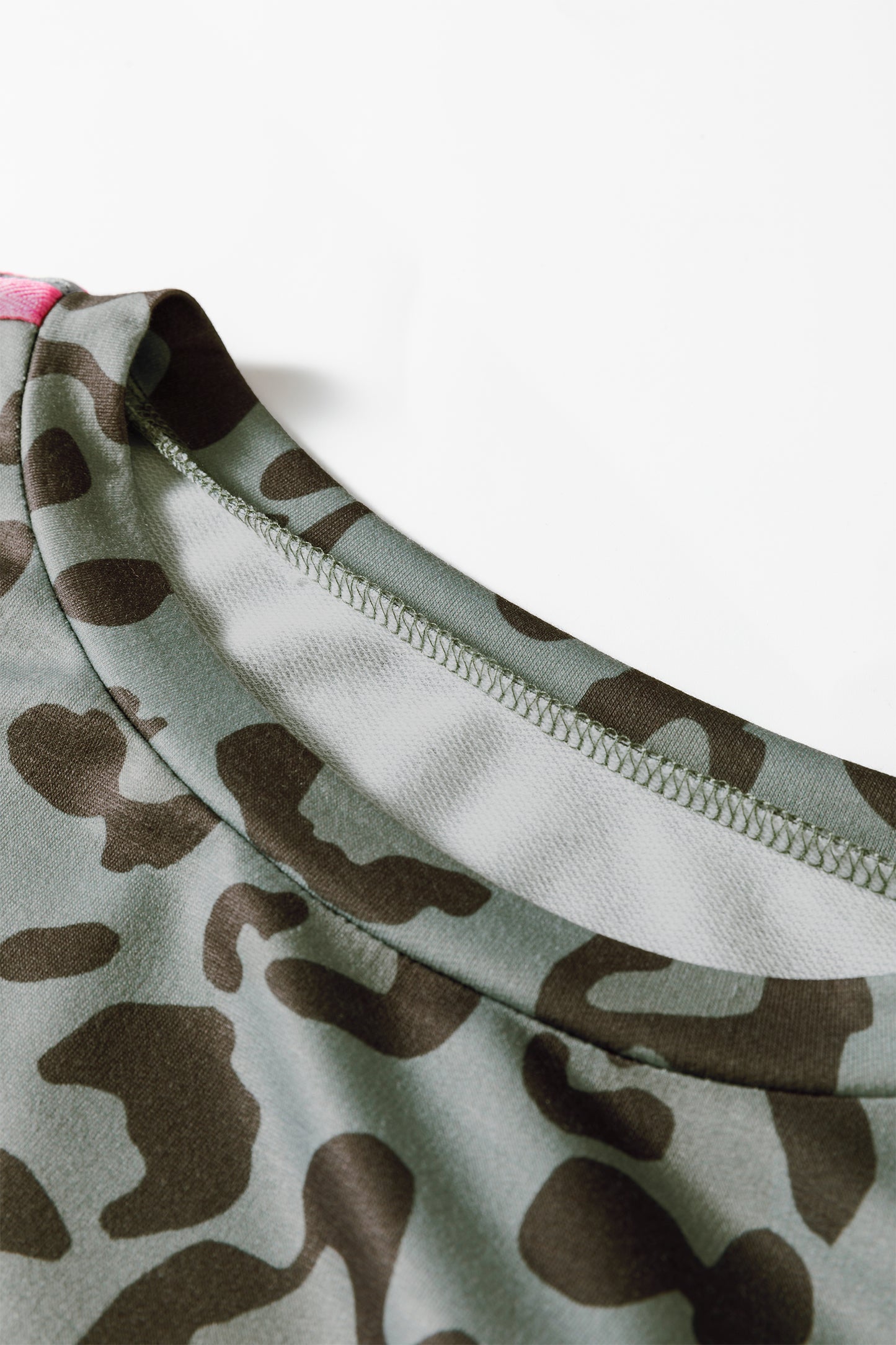 Leopard Varsity Stripe Trim Long Sleeve Top