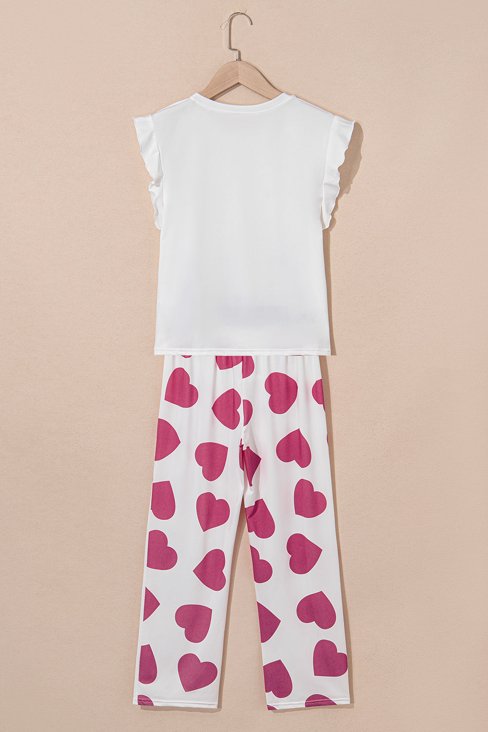 Heart Ruffle Tank Top And Pants Lounge Set