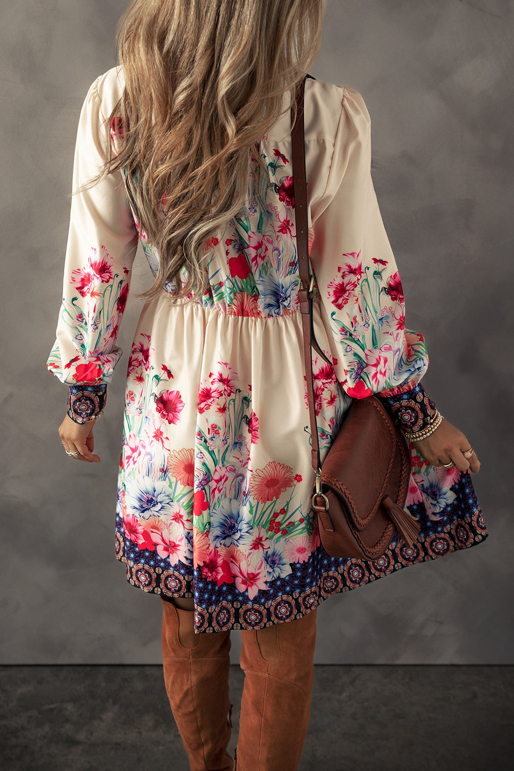 Floral Buttoned Mini Shirt Dress