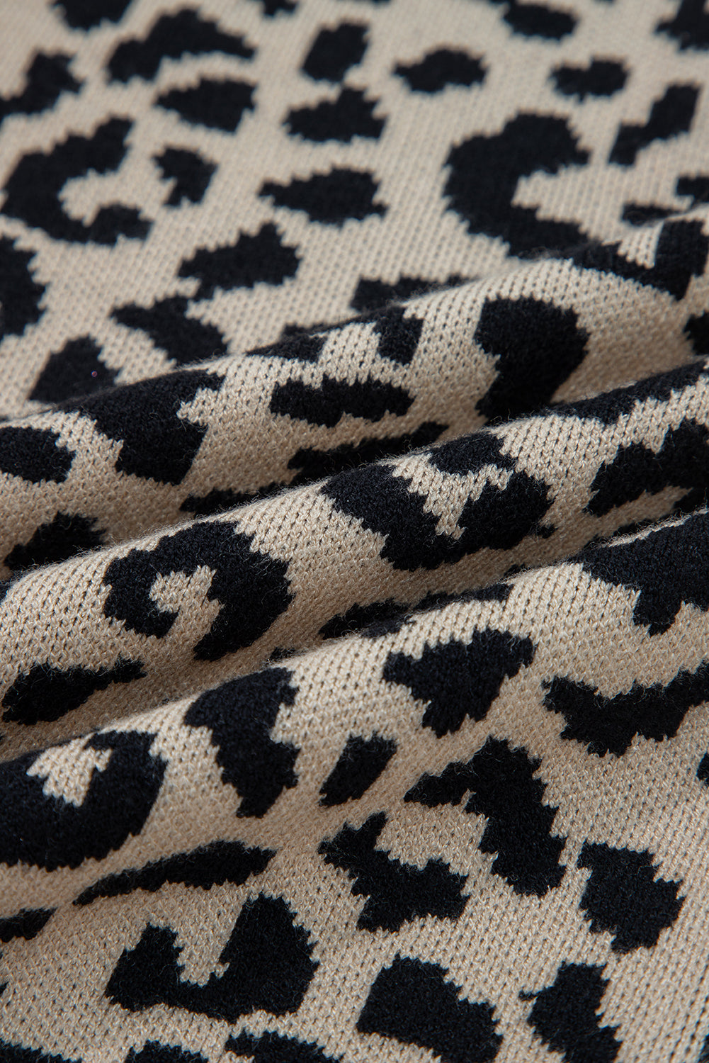 Leopard Drop Shoulder Chunky Cardigan Sweater