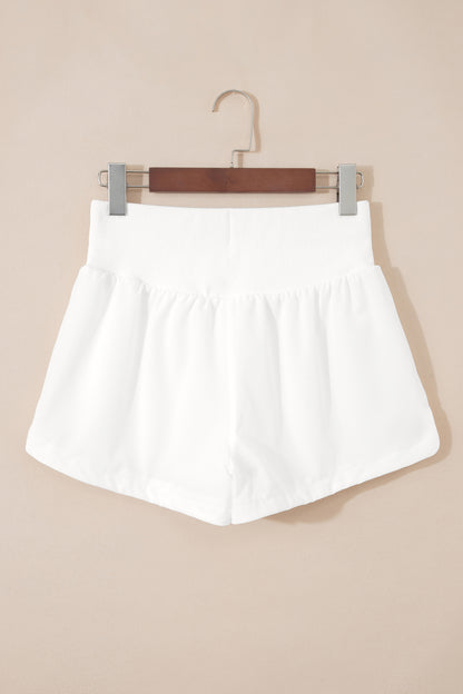 Solid Ribbed Patchwork High Waist Athletic Shorts