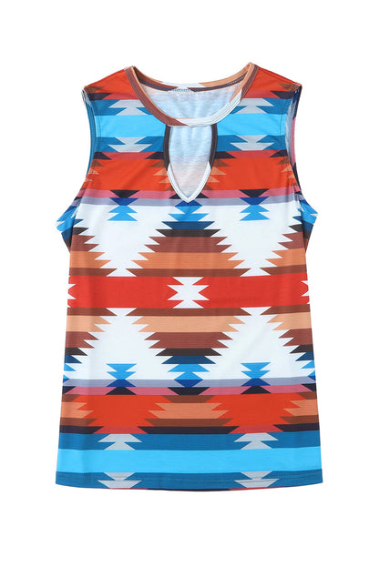 Aztec Cut Out Sleeveless Top