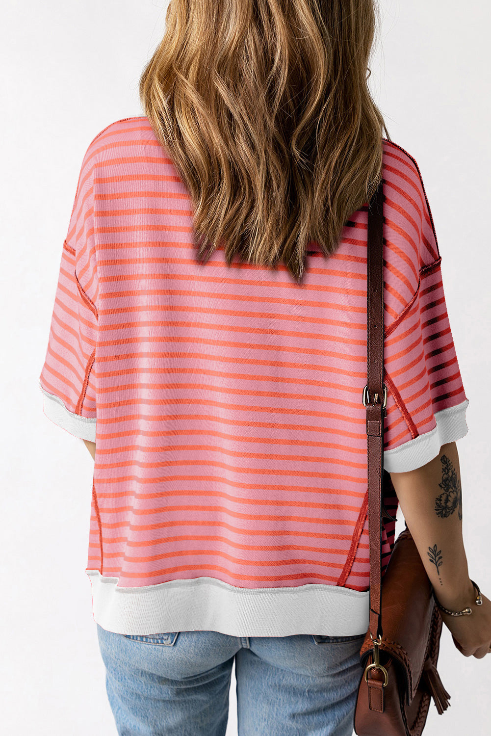 Stripe Contrast Trim Oversized T-Shirt