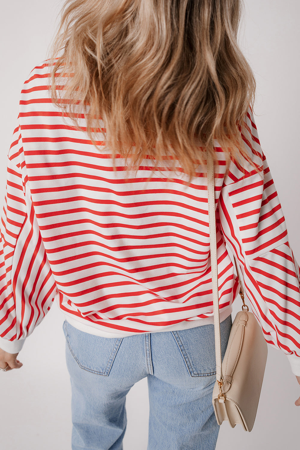 Stripe Drop Shoulder Crewneck Sweatshirt