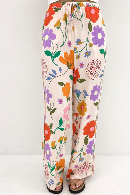 Floral Drawstring Waist Loose Pants