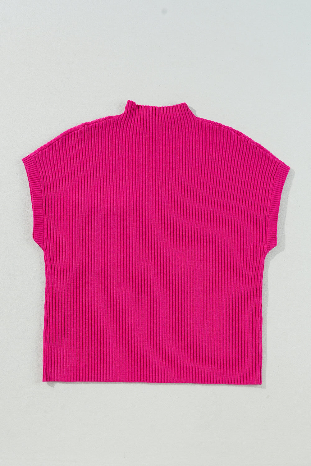 Ribbed Short Sleeve Pocketed Sweater