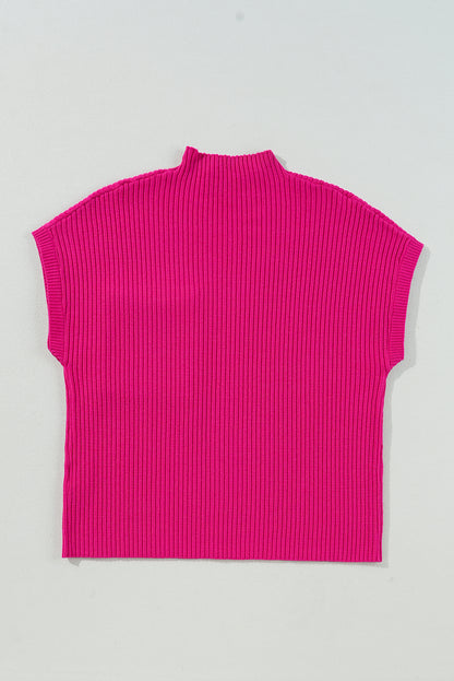 Solid Ribbed Knit Patch Pocket Short Sleeve Top
