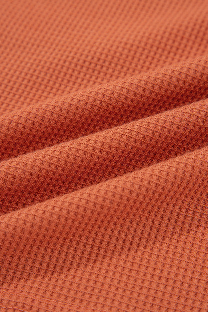 Stripe Waffle Patchwork Hooded Long Sleeve Top