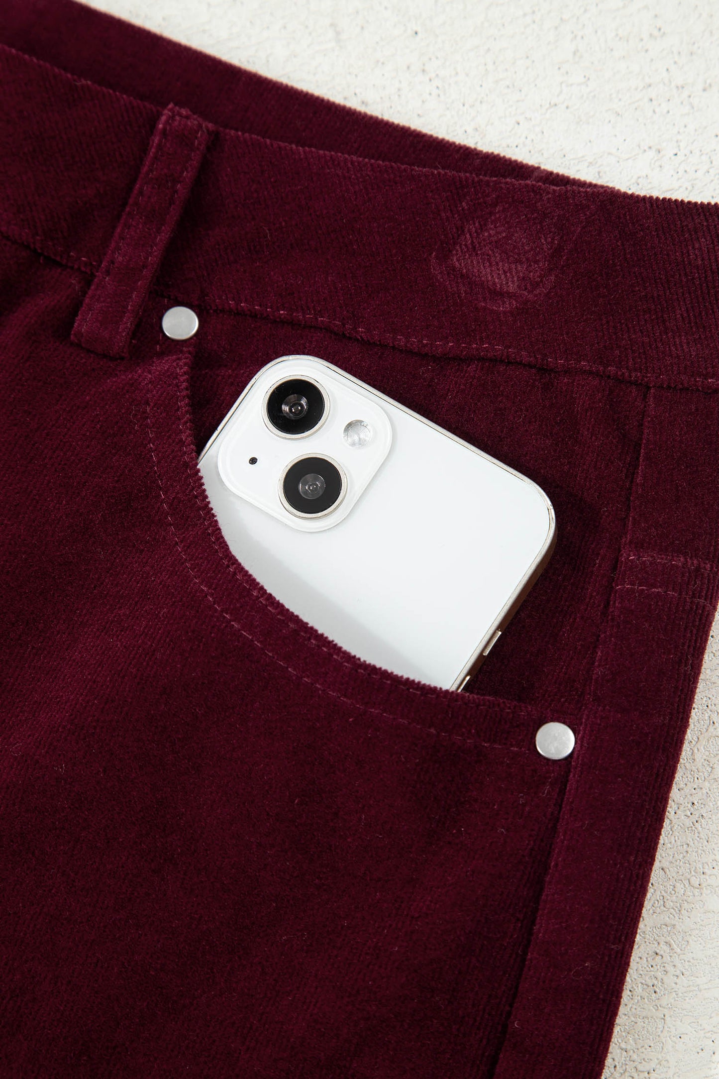 Solid Corduroy High Waist Wide Leg Pants