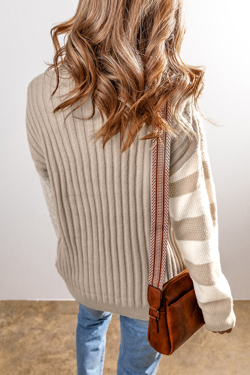 Colorblock Cable Knit Sweater