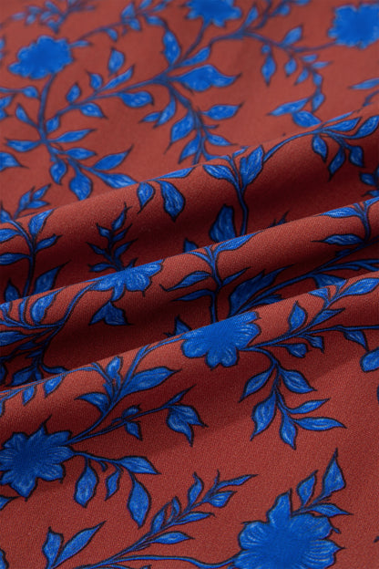 Floral Tiered 3/4 Puff Sleeve Midi Dress