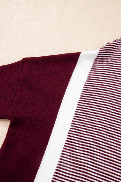 Stripe Colorblock Patchwork Dolman Sleeve Sweater