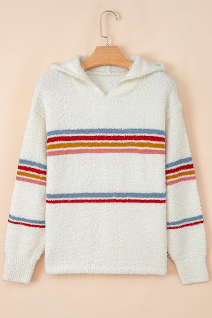 Stripe Colorblock Long Sleeve Hooded Sweater