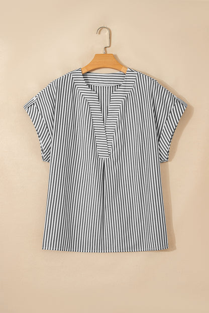 Plus Size Stripe V-Neck Dolman Sleeve Blouse