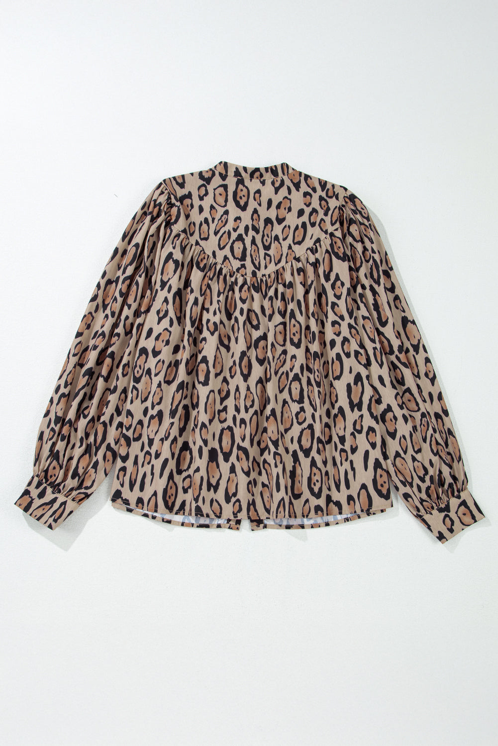 Leopard Balloon Sleeve Buttoned Shirt