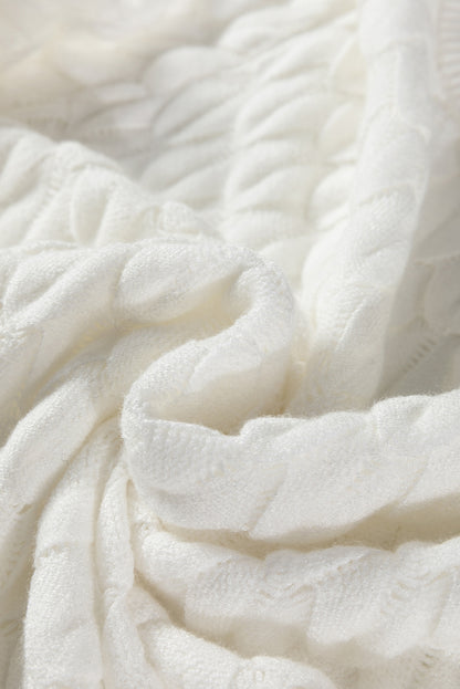 Fish Scale Textured Knit Short Sleeve Sweater