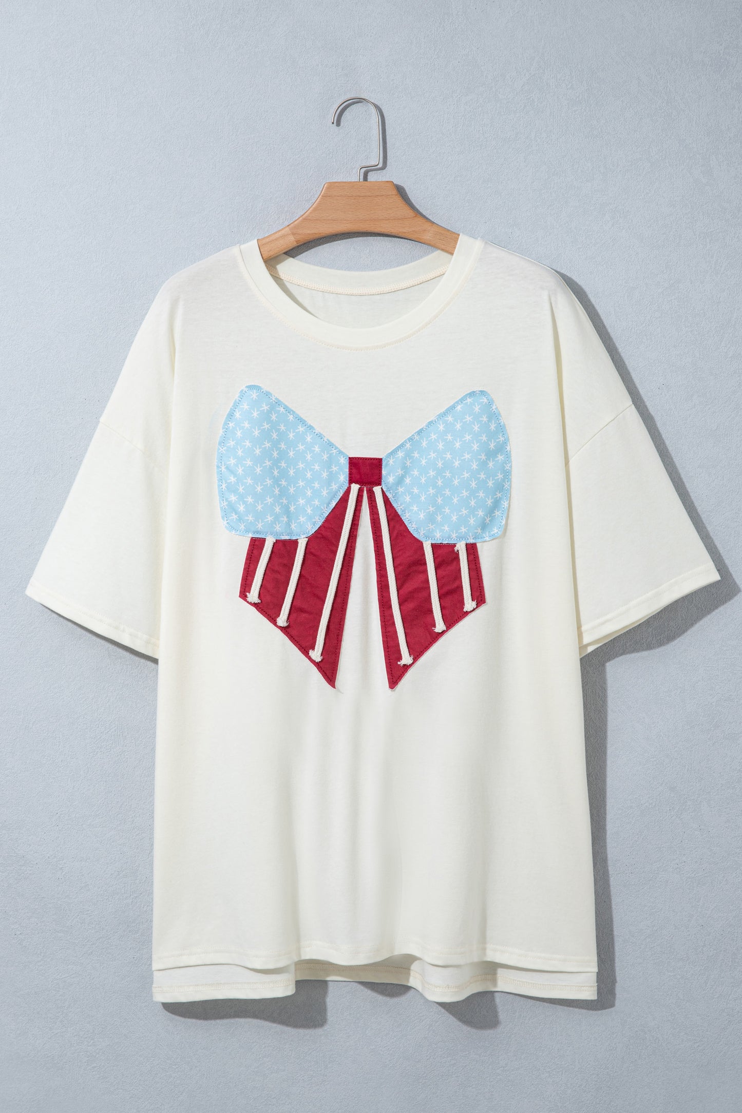 Plus Size USA Flag Bow Patch T-Shirt