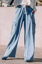 Drawstring Cargo Wide Leg Jeans