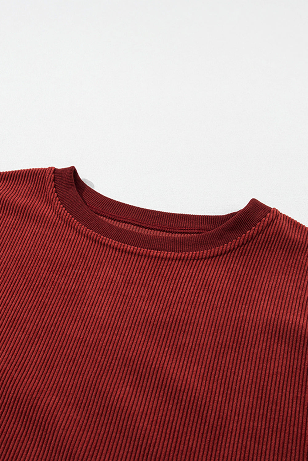 Solid Ribbed Corduroy Long Sleeve Oversized Sweatshirt