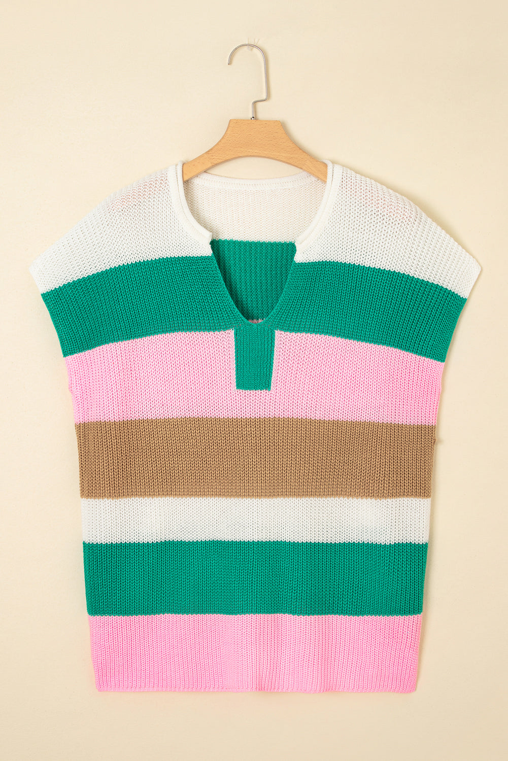 Plus Size Stripe Colorblock V-Neck Sweater