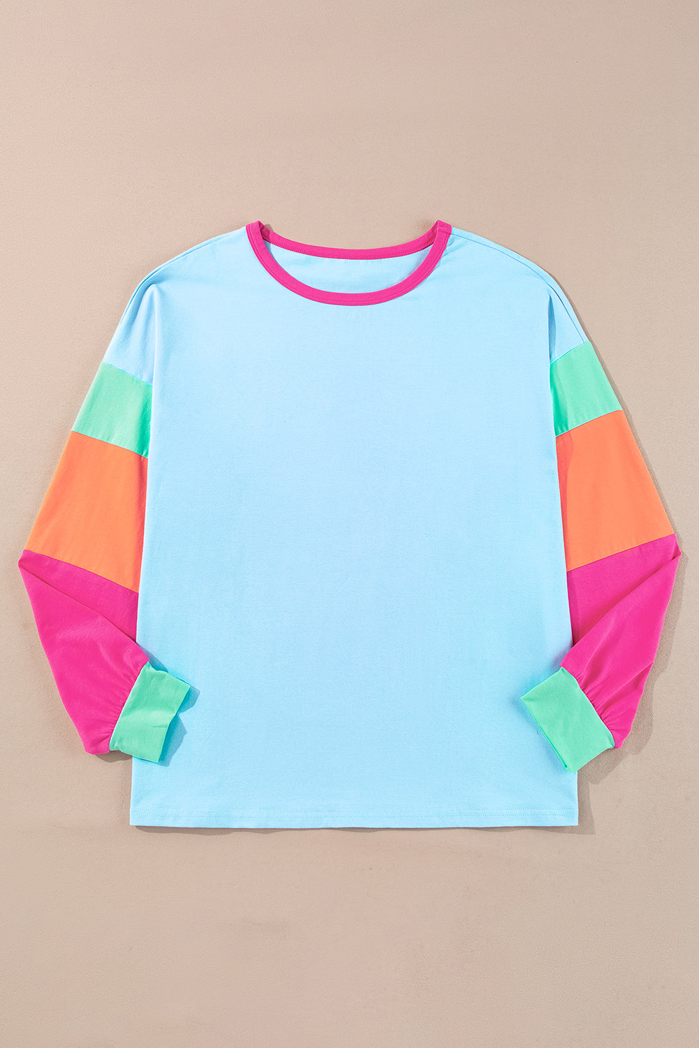 Plus Size Colorblock Long Sleeve Top