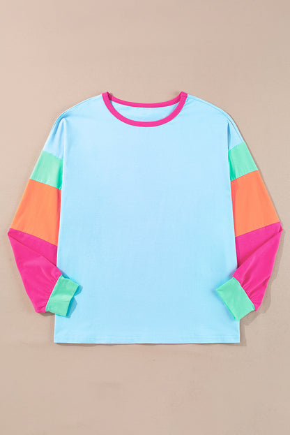 Plus Size Colorblock Long Sleeve Top