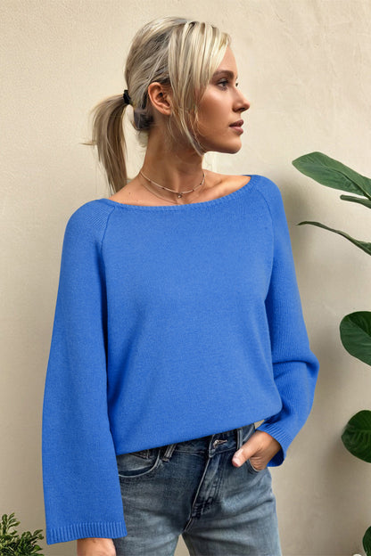 Solid Knit 3/4 Sleeve Dolman Sweater
