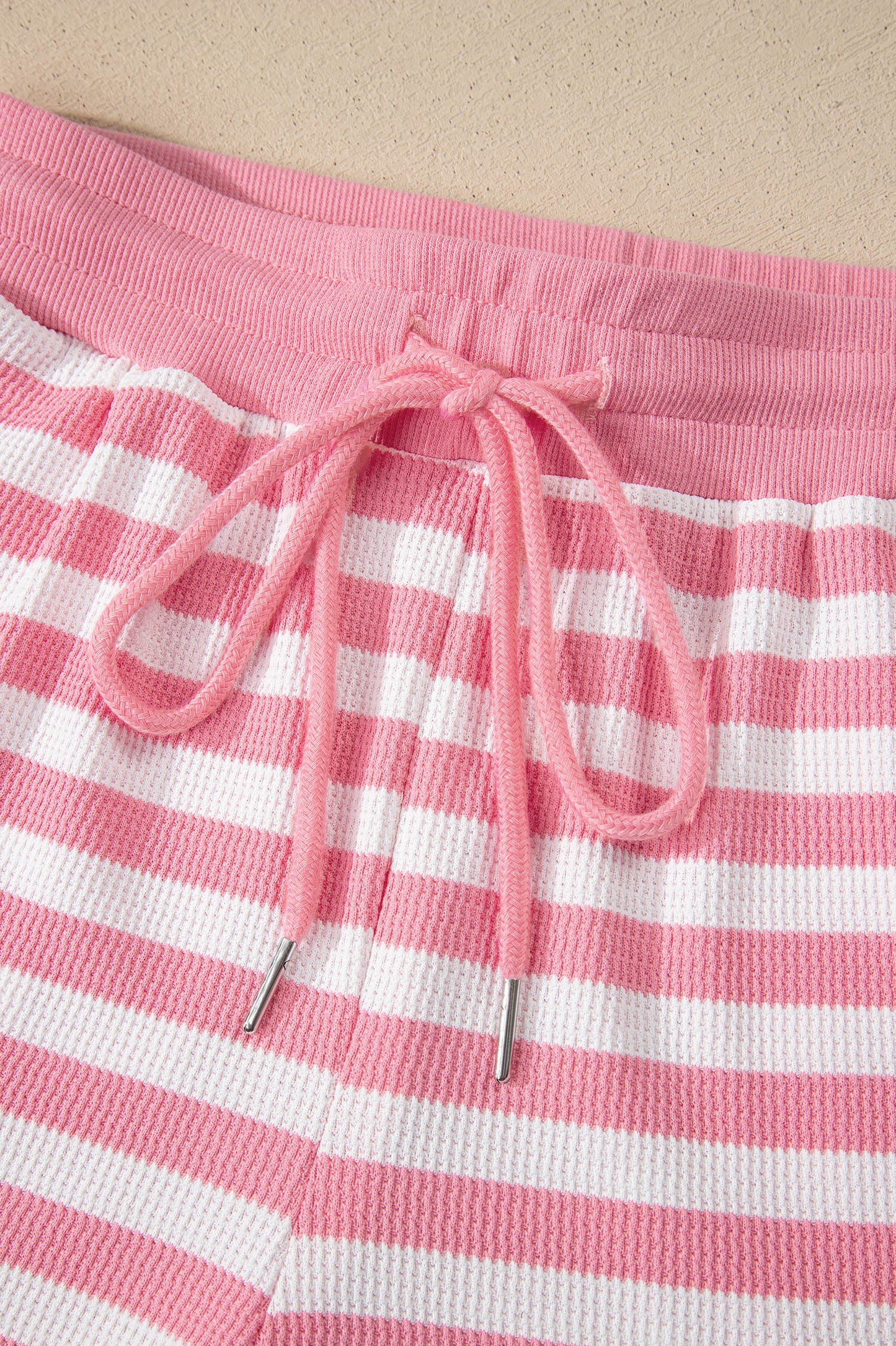 Stripe Puff Sleeve T-Shirt & Drawstring Shorts Set