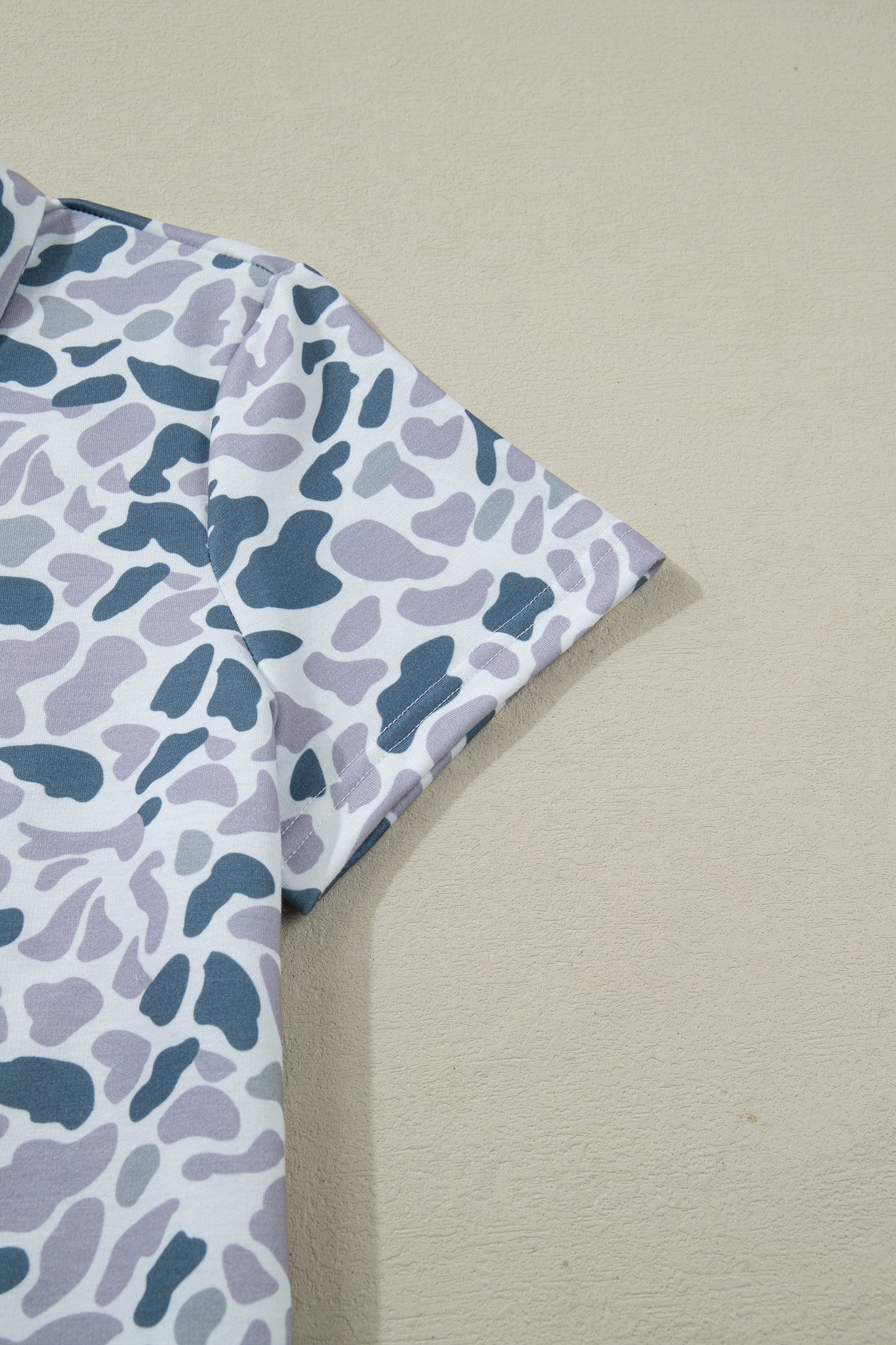 Abstract Camo Polo Collar T-Shirt & Shorts Set