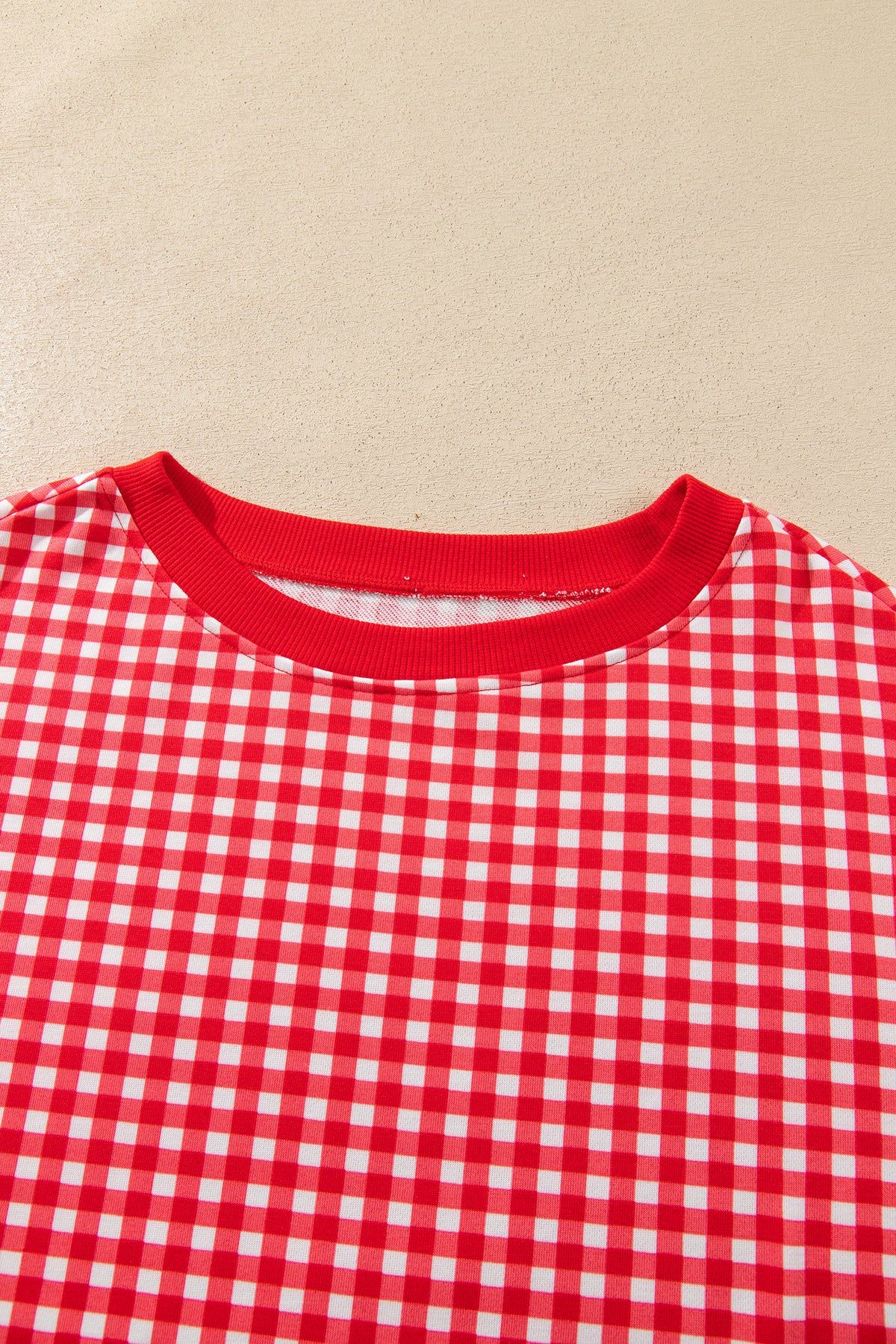 Gingham Contrast Trim Oversized Top & Skort Set