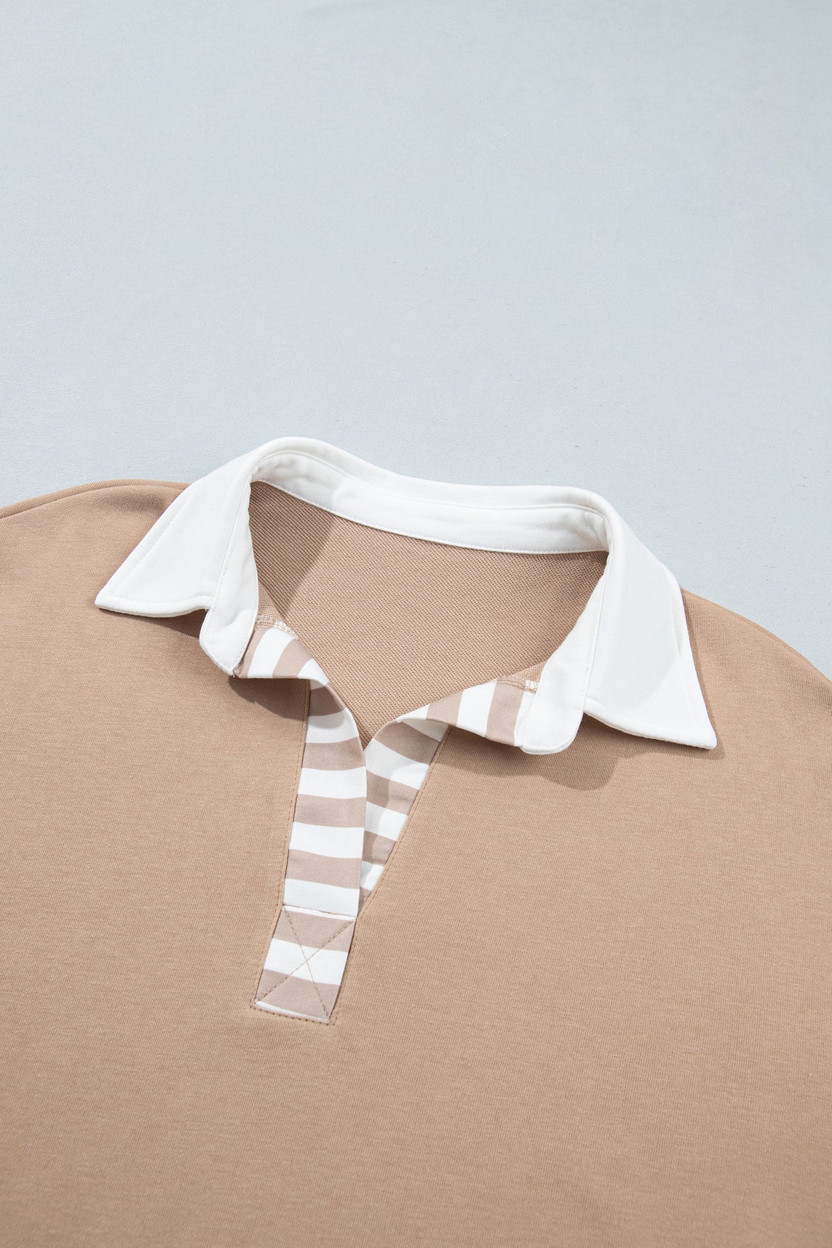 Stripe Colorblock Polo Top & Drawstring Shorts Set