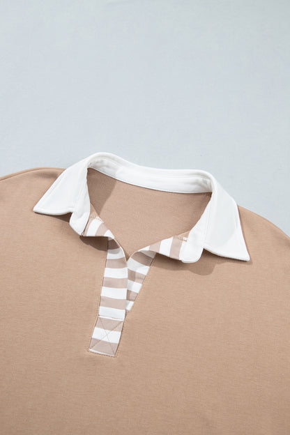 Stripe Colorblock Polo Top & Drawstring Shorts Set