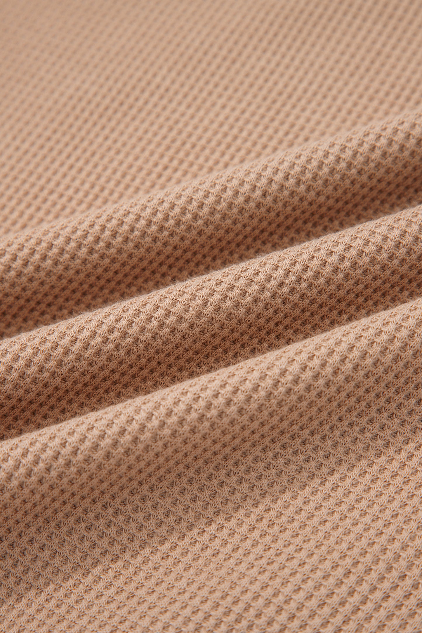 Plus Size Colorblock Waffle Long Sleeve V-Neck Top