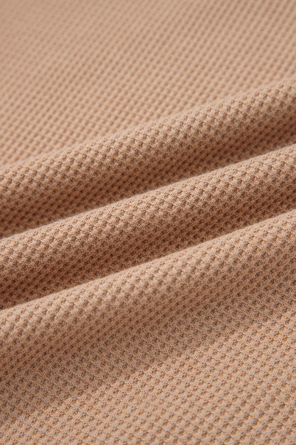 Plus Size Colorblock Waffle Long Sleeve V-Neck Top