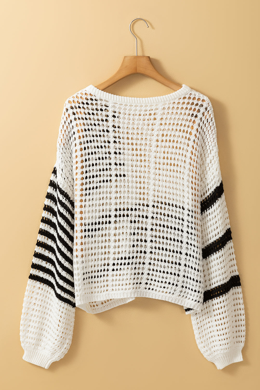 Stripe Colorblock Hollowed Knit Sweater