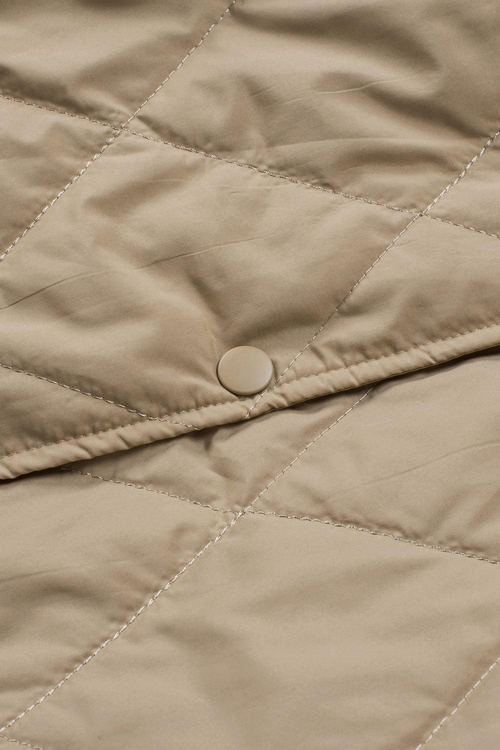 Solid Quilted Snap Button Hooded Puffer Coat