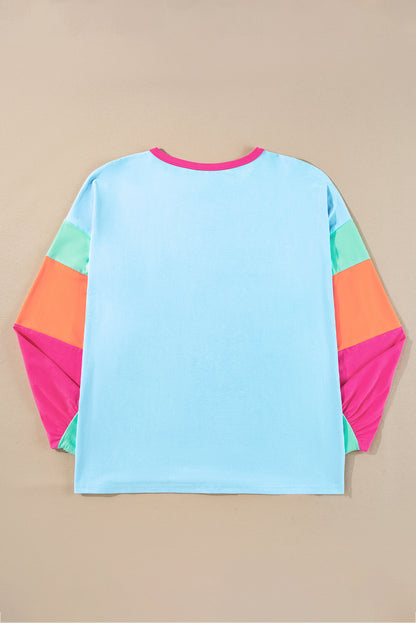 Plus Size Colorblock Long Sleeve Top