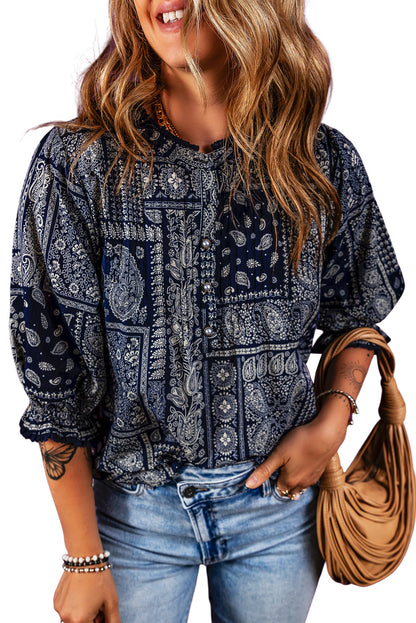 Paisley 3/4 Puff Sleeve Blouse