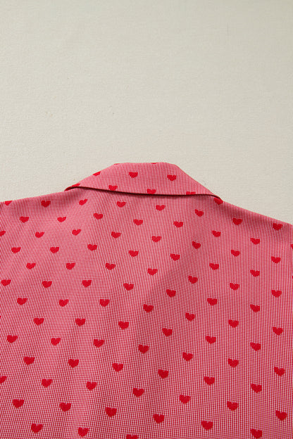 Valentine Heart Short Sleeve Buttoned Shirt