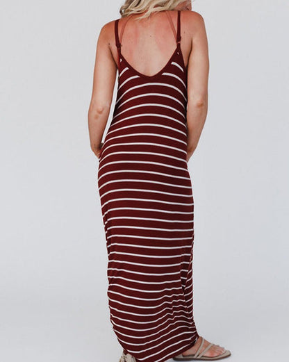 Stripe Spaghetti Straps Maxi Dress