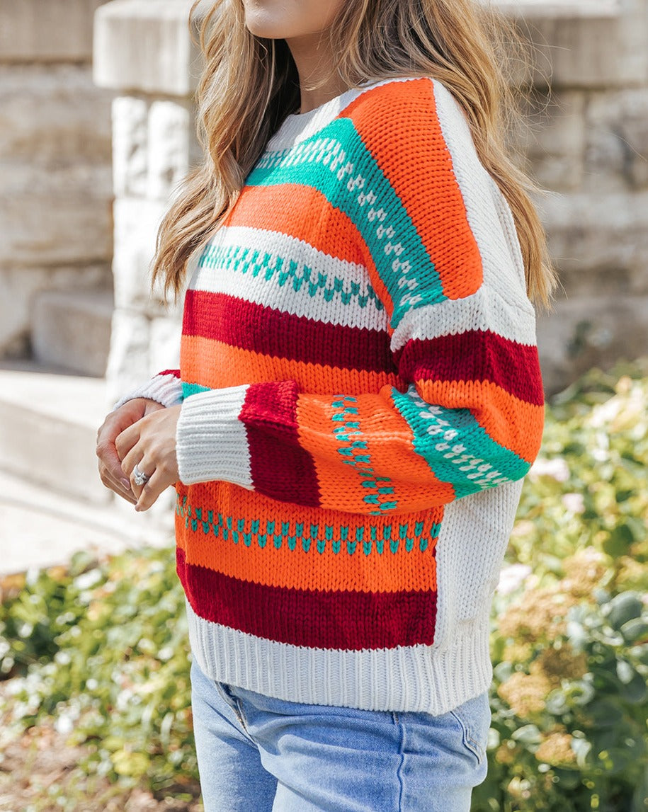 Colorblock Stripe Oversized Sweater