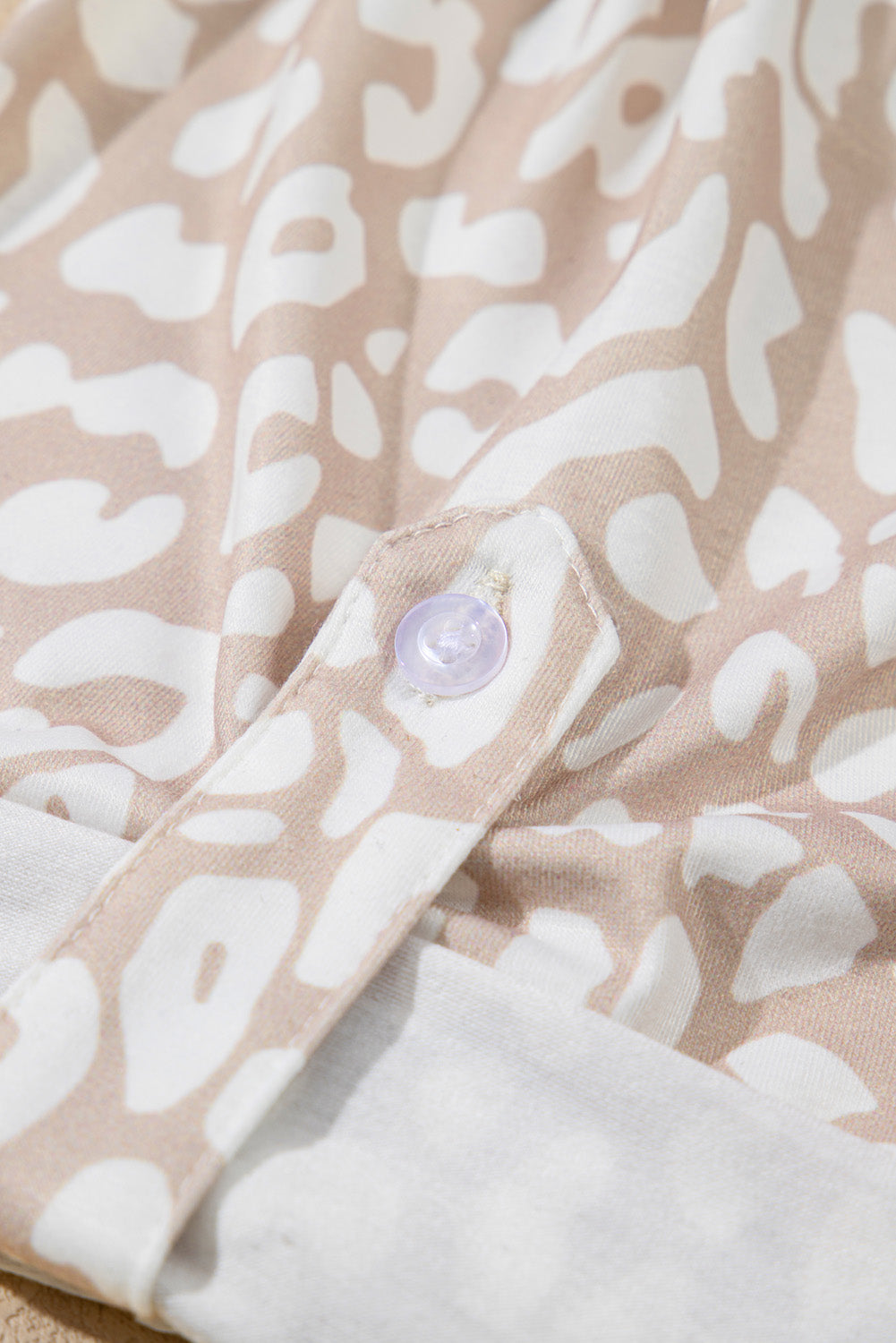 Plus Size Leopard Tab Sleeve V-Neck Top