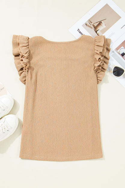 Textured Ruffle Tiered Sleeve Top